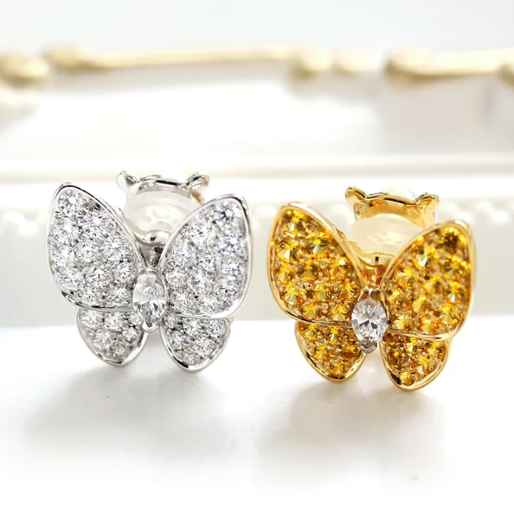 ヴァンクリーフ イヤリング 落ちる ｜サファイア[【Van Cleef & Arpels】ドゥ パピヨン ダイヤモンド イエローサファイア イヤリング K18WG/K18YG]を買取しました。【真珠買取リパール】