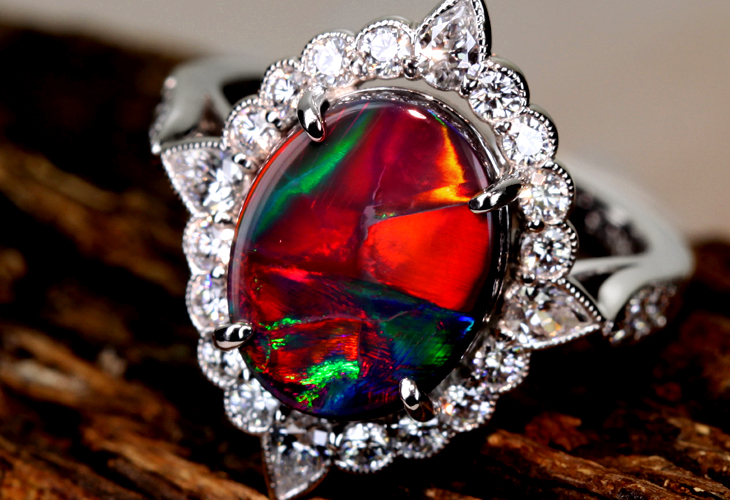 ブラックオパール 値段 ｜貴金属[ミキモト PT950 　3.09ct 　ブラックオパール リング　ハーレクイン]を買取しました。【真珠買取リパール】