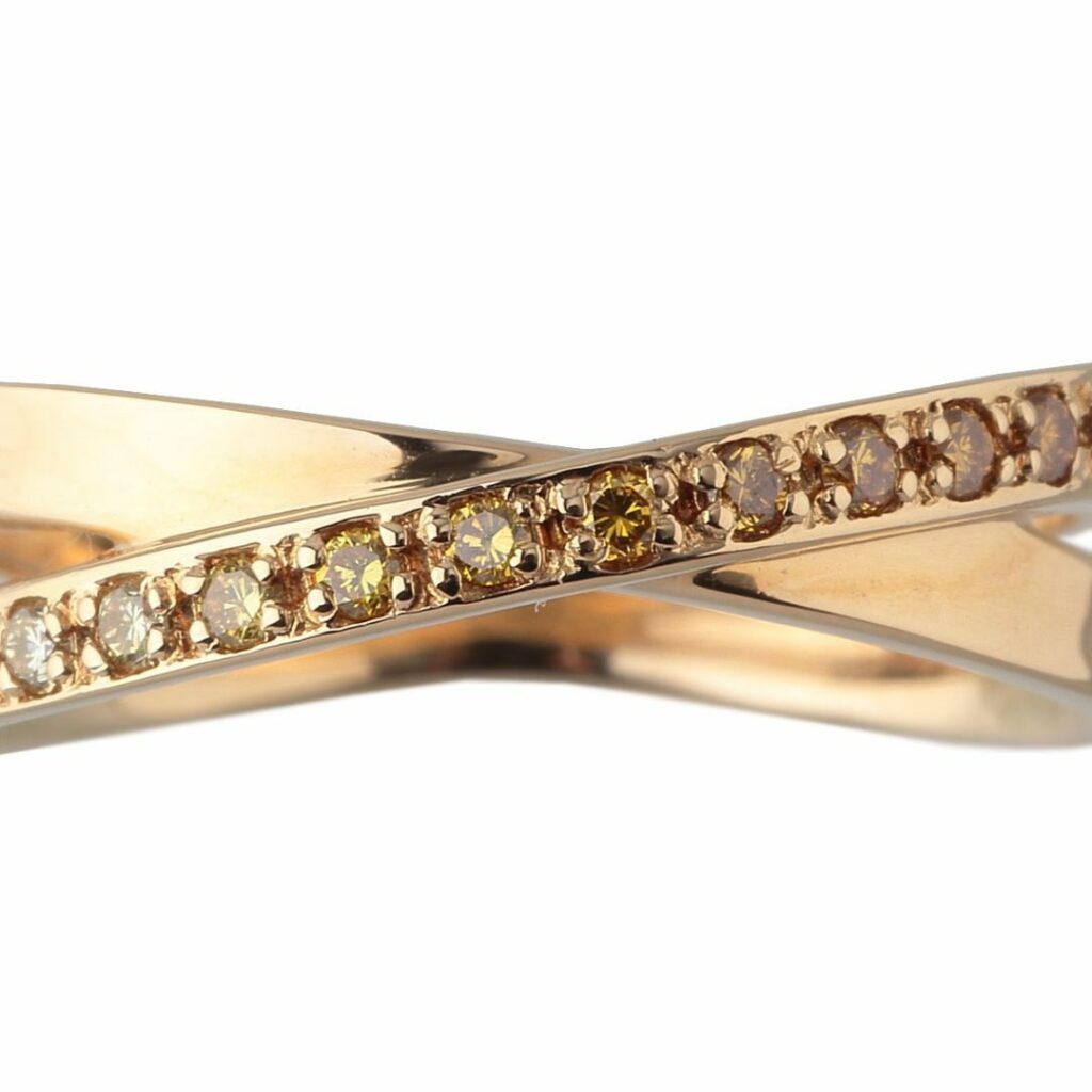 ブラウン ダイヤ 買取 価格 ｜ダイヤモンド [ミキモト ブラウンダイヤリング クロスモチーフ 0.15ct 12号 K18YG]を買取しました。【真珠買取リパール】