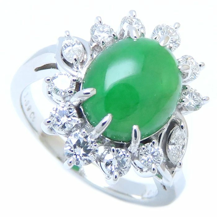 翡翠買取相場 ｜ダイヤモンド[MIKIMOTO 翡翠リング ダイヤモンド 12号 Pt950]を買取しました。【真珠買取リパール】