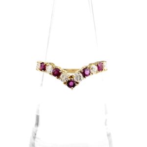 メレダイヤ 相場 ｜ルビー[ルビー デザインリング YG イエローゴールド 指輪 メレダイヤ リング 10.5号 K18 ルビー ダイヤモンド レディース]を買取しました。【真珠買取リパール】