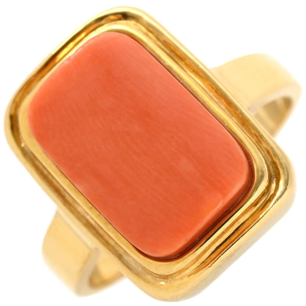 赤珊瑚 相場 ｜珊瑚[TASAKI リング 指輪 珊瑚 リング K18YG 珊瑚 イエローゴールド 赤 サンゴ スクエア 12.5号]を買取しました。【真珠買取リパール】