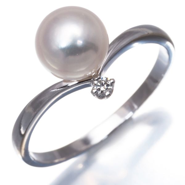 k14wg ｜ダイヤモンド[ミキモト リング パール 真珠 7.6mm ダイヤ ダイヤモンド 17号 K14WG]を買取しました。【真珠買取リパール】