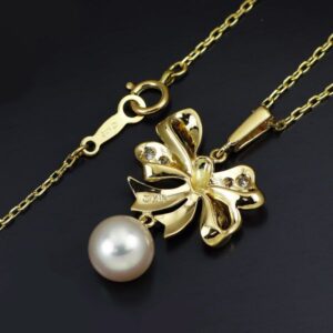 ミキモト リング ｜アコヤ真珠[ミキモト K18YG アコヤ真珠 ダイヤモンド ペンダントネックレス リボン 径約7.5mm]を買取しました。【真珠買取リパール】