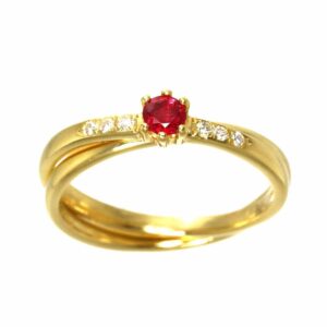 金の指輪 値段 ｜ダイヤモンド[タサキ TASAKI 7号 リング ルビー 0.17ct ダイヤ 0.04ct K18 YG イエローゴールド 750]を買取しました。【真珠買取リパール】