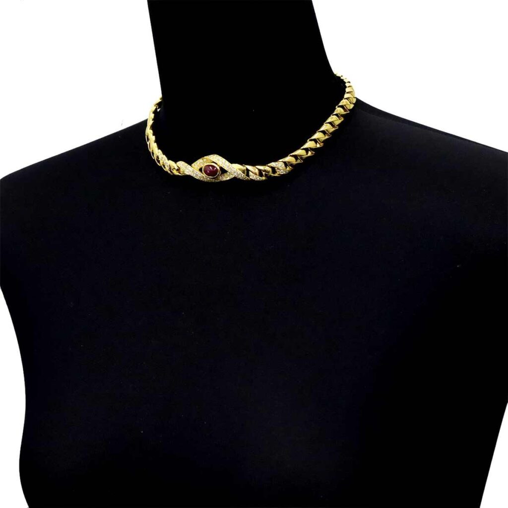 ルビー ネックレス カルティエ ｜ルビー[Cartier K18YG 750 Ruby Diamond Necklace]を買取しました。【真珠買取リパール】