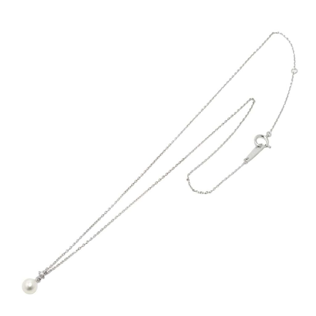 18金 ダイヤ ネックレス 相場 ｜ダイヤモンド[タサキ アコヤ真珠 5.3mm ダイヤ 0.01ct ネックレス 40cm K18 WG]を買取しました。【真珠買取リパール】