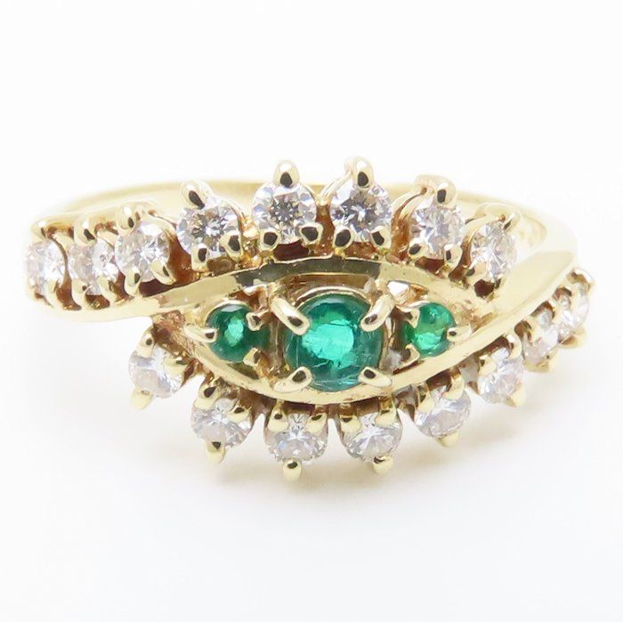 エメラルド　買取 ｜エメラルド[リング 指輪 エメラルド0.12ct ダイヤモンド0.40ct 14.5号 K18YGT]を買取しました。【真珠買取リパール】