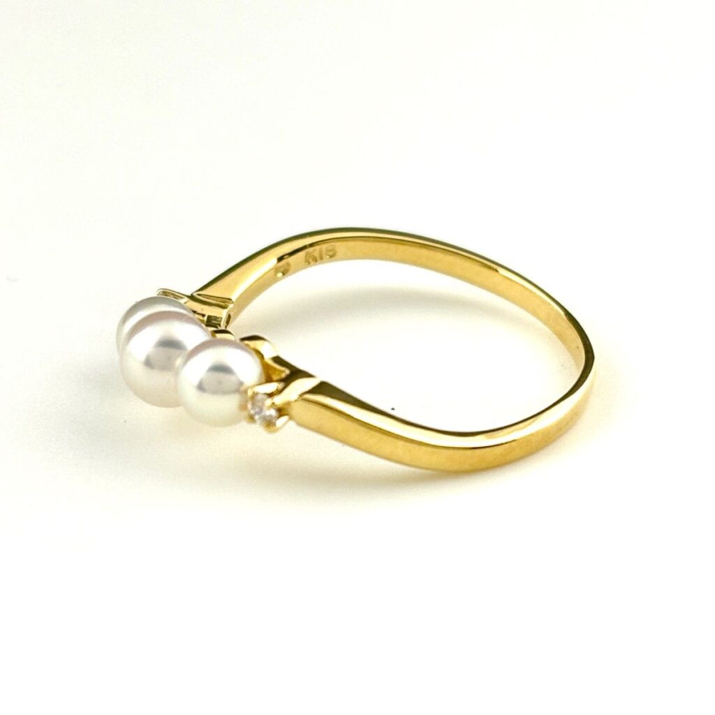 メレダイヤ 買取 ｜ダイヤモンド[ミキモト MIKIMOTO パール デザインリング YG イエローゴールド 指輪 メレダイヤ 真珠 リング 11.5号 K18 パール ダイヤモンド レディース]を買取しました。【真珠買取リパール】