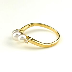 メレダイヤ 買取 ｜ダイヤモンド[ミキモト MIKIMOTO パール デザインリング YG イエローゴールド 指輪 メレダイヤ 真珠 リング 11.5号 K18 パール ダイヤモンド レディース]を買取しました。【真珠買取リパール】