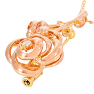 ダイヤモンド ネックレス 買取 ｜ダイヤモンド[ ローズ 薔薇 ネックレス ダイヤモンド 0.07ct K18PG 9.3g]を買取しました。【真珠買取リパール】