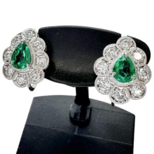 エメラルド 値段 ｜エメラルド[エメラルド 0.38/0.27ct ダイヤモンド 0.29/0.29ct イヤリング Pt900プラチナ 5.8g レディース]を買取しました。【真珠買取リパール】