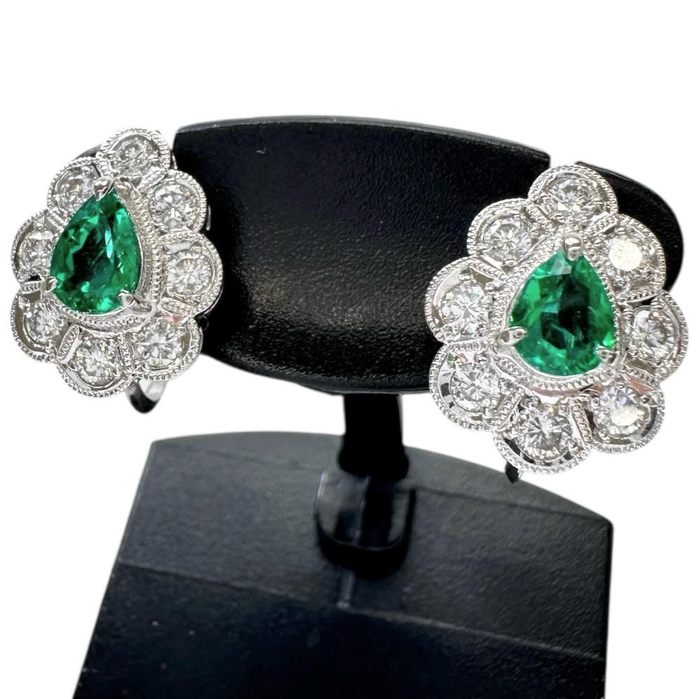 エメラルド 値段 ｜エメラルド[エメラルド 0.38/0.27ct ダイヤモンド 0.29/0.29ct イヤリング Pt900プラチナ 5.8g レディース]を買取しました。【真珠買取リパール】