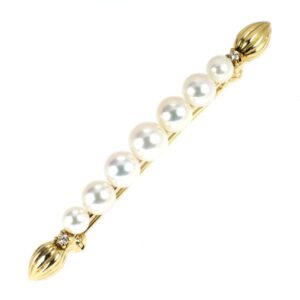 真珠ブローチ｜ダイヤモンド[ミキモト K18YG アコヤ 真珠/パール ダイヤモンド ブローチ 径約4.2-6.1mm]を買取しました。【真珠買取リパール】