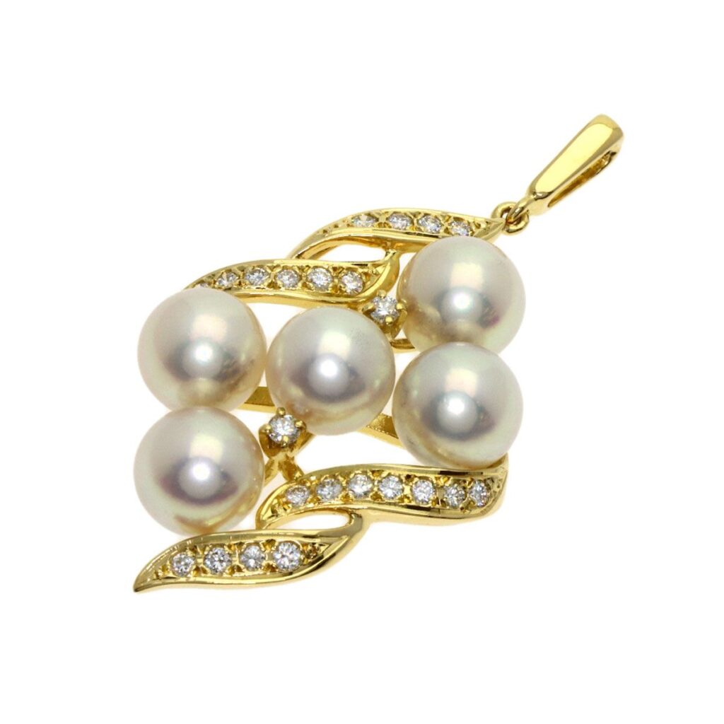 真珠のネックレス 買取相場｜アコヤ真珠[MIKIMOTO ミキモト パール 真珠 ダイヤモンド ペンダントトップ K18YG]を買取しました。【真珠買取リパール】