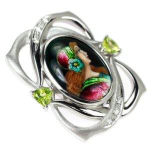 ダイヤモンド ブローチ 買取相場｜ダイヤモンド[梶光夫 エマイユ/K18WG ペリドット ダイヤモンド ブローチ 兼ペンダントトップ]を買取しました。【真珠買取リパール】