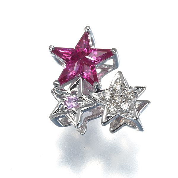 ルビーダイヤモンド ｜ルビー[1 / 4 ルビー ダイヤ ダイヤモンド ピンクサファイア ミステリーセッティング スター ペンダントトップ K18WG ]を買取しました。【真珠買取リパール】