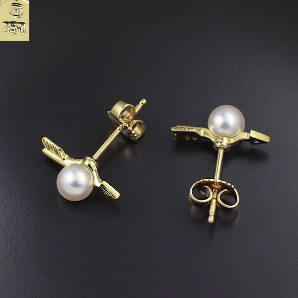 インカローズ ピアス｜アコヤ真珠[ミキモト K18YG アコヤ真珠 ダイヤモンド ピアス 径約5.0mm]を買取しました。【真珠買取リパール】