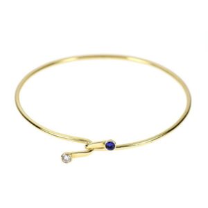 ダイヤモンド バングル 買取相場｜ダイヤモンド[ティファニー K18YG サファイア ダイヤモンド バングル ダブルフック]を買取しました。【真珠買取リパール】