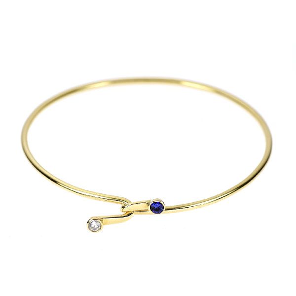 ダイヤモンド バングル 買取相場｜ダイヤモンド[ティファニー K18YG サファイア ダイヤモンド バングル ダブルフック]を買取しました。【真珠買取リパール】