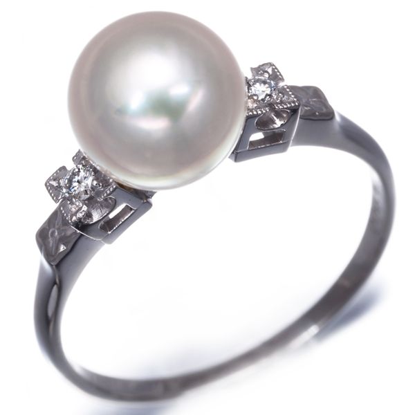 パールリング カラコン ｜真珠[ミキモト リング パール 真珠 8.0mm ダイヤ ダイヤモンド 12号 Pt900]を買取しました。【真珠買取リパール】