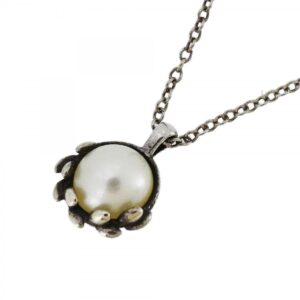 真珠 ネックレス 買取 ｜アコヤ真珠[MIKIMOTO ミキモト フラワー リーフモチーフ ブローチ シルバー/パール5粒]を買取しました。【真珠買取リパール】