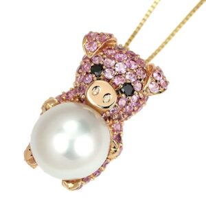真珠ネックレス どこで 買う ｜サファイア[K18PG 白蝶真珠 ピンクサファイア ブラックダイヤモンド ペンダントネックレス 径約10.4mm]を買取しました。【真珠買取リパール】