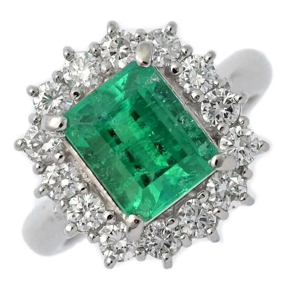 プラチナ 900 買取価格 ｜エメラルド[EM1.57ct/FD:0.62ct/エメラルド･ダイヤモンド 取り巻きセッティング リング/Pt900-7.5g/7号]を買取しました。【真珠買取リパール】
