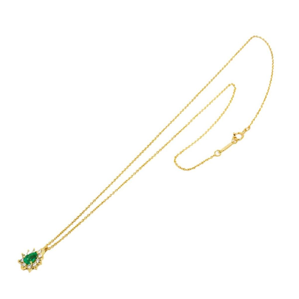 ティファニー 宝石 ｜ダイヤモンド[ティファニー TIFFANY&Co. エメラルド ダイヤ ネックレス 40cm K18 YG イエローゴールド 750]を買取しました。【真珠買取リパール】