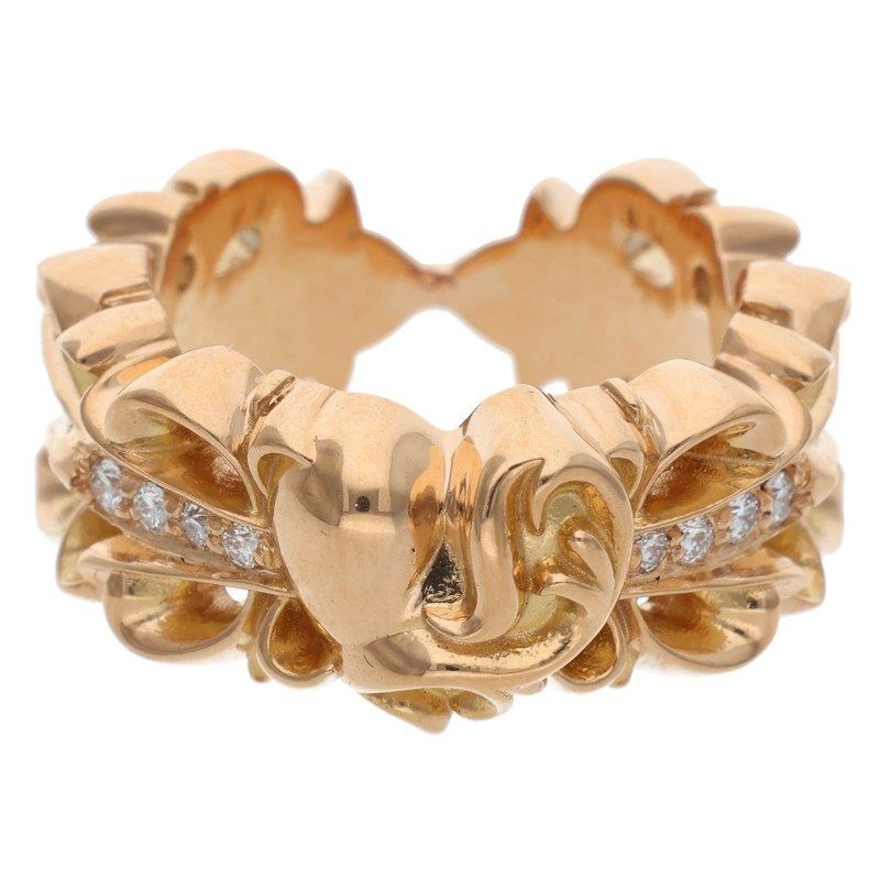 クロムハーツ ダイヤ リング ｜ダイヤモンド[クロムハーツ 22K DBL FLRL CRS HRT P/DIA/22Kダブルフローラルクロスハート PAVEダイヤ/ゴールドリング メンズ 17号]を買取しました。【真珠買取リパール】