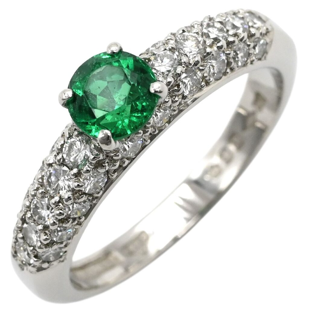 相場 エメラルド ｜エメラルド[ガラード Garrard リング 指輪 エメラルド ダイヤモンドリング グリーン×プラチナシルバー 緑 プラチナ ラウンドミックスカット メレダイヤ 9.5号]を買取しました。【真珠買取リパール】