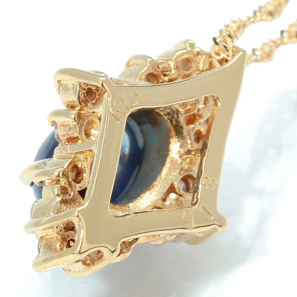 青い 宝石 石言葉 怖い ｜サファイア[ブルーサファイア ダイヤモンド イエローゴールド K18YG ペンダント 40.0cm]を買取しました。【真珠買取リパール】