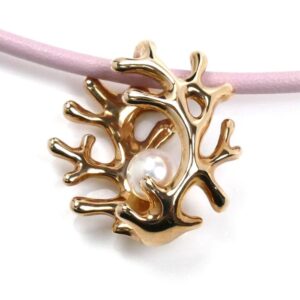 ピンク珊瑚 ネックレス 買取相場 ｜珊瑚[ミキモト K18PG ピンクゴールド コードネックレス パール 珊瑚モチーフ ネックレス パール約4.5mm 7.1g 41cm 110周年記念チャリティー]を買取しました。【真珠買取リパール】