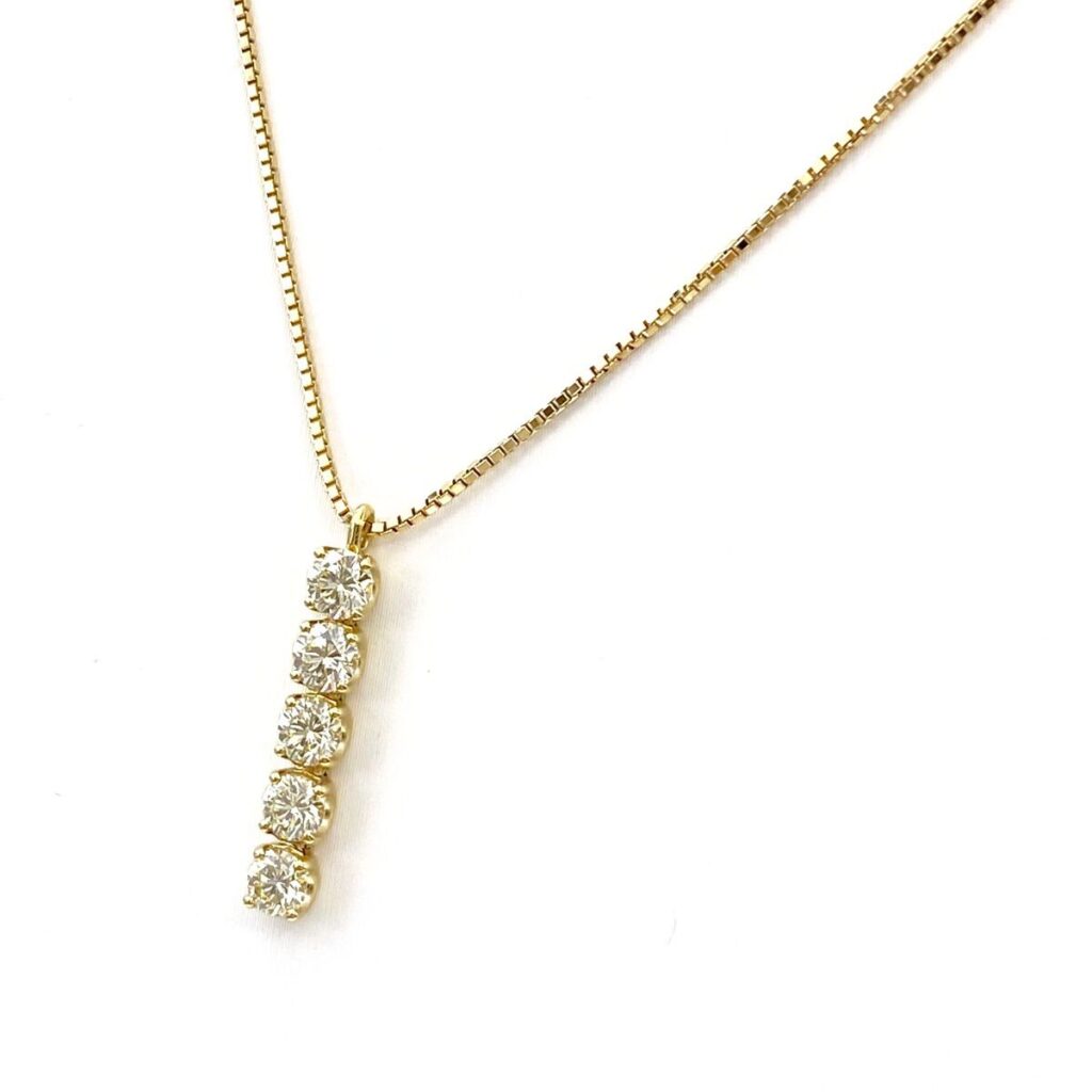 18金 ダイヤ ネックレス 相場 ｜貴金属[TASAKI メレダイヤ デザインネックレス YG イエローゴールド ネックレス K18 ダイヤモンド]を買取しました。【真珠買取リパール】