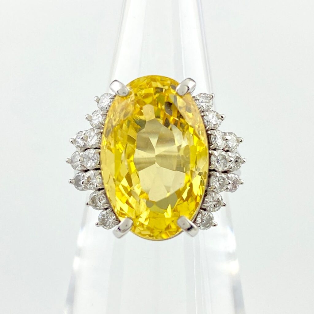 イエロー サファイア 見分け 方 ｜サファイア[イエローサファイア デザインリング プラチナ 指輪 メレダイヤ リング 9号 Pt900]を買取しました。【真珠買取リパール】