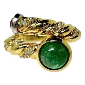 エメラルド ルビー ｜エメラルド[11号 作家 角江千代治/Chiyoji Sumiye エメラルド 1.06ct ルビー 0.39ct ダイヤ 計0.10ct リング・指輪 K18/Pt900 7.4g レディース]を買取しました。【真珠買取リパール】