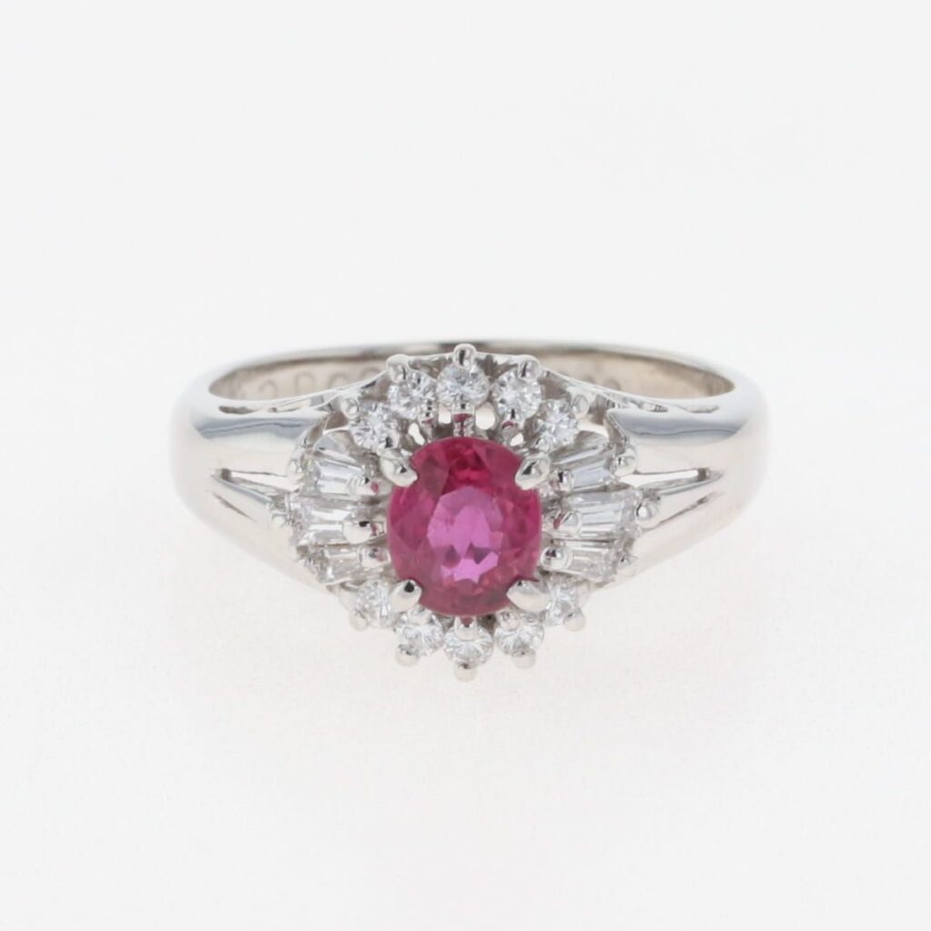 pt900 リング ｜ルビー[ルビー デザインリング プラチナ 指輪 メレダイヤ ピンキー リング 4号 Pt900]を買取しました。【真珠買取リパール】