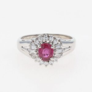 pt900 リング ｜ルビー[ルビー デザインリング プラチナ 指輪 メレダイヤ ピンキー リング 4号 Pt900]を買取しました。【真珠買取リパール】