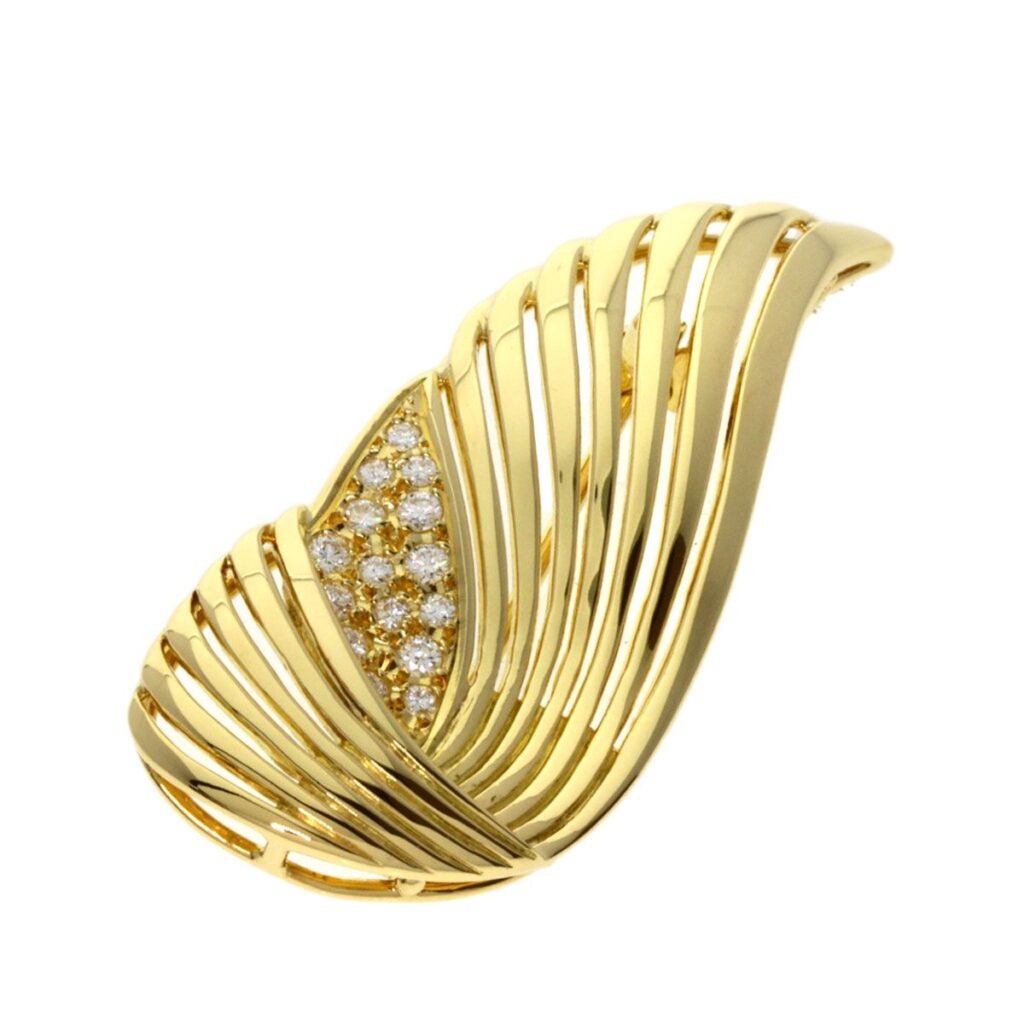 0.24カラット ｜ダイヤモンド[MIKIMOTO ミキモト ダイヤモンド ブローチ K18YG レディース]を買取しました。【真珠買取リパール】