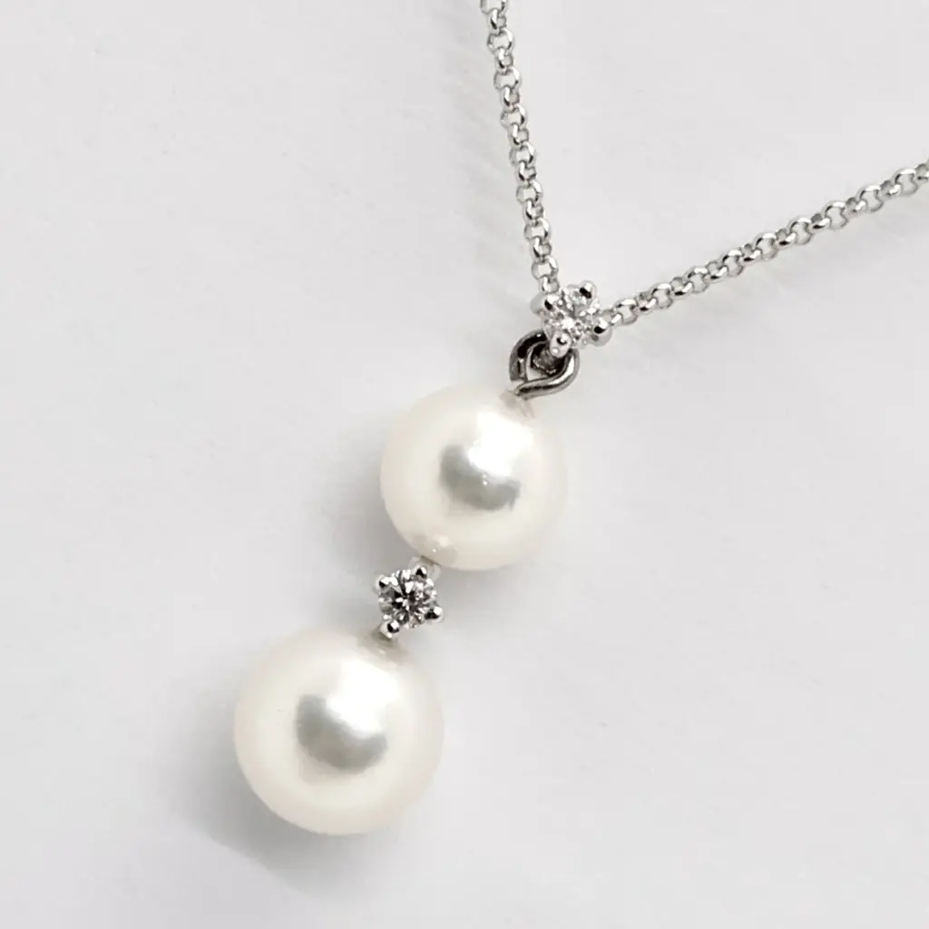 ダイヤモンド0.05 ct 相場｜ダイヤモンド[ TASAKI パールダイヤネックレス 0.05ct  Pt850  ]を買取しました。【真珠買取リパール】