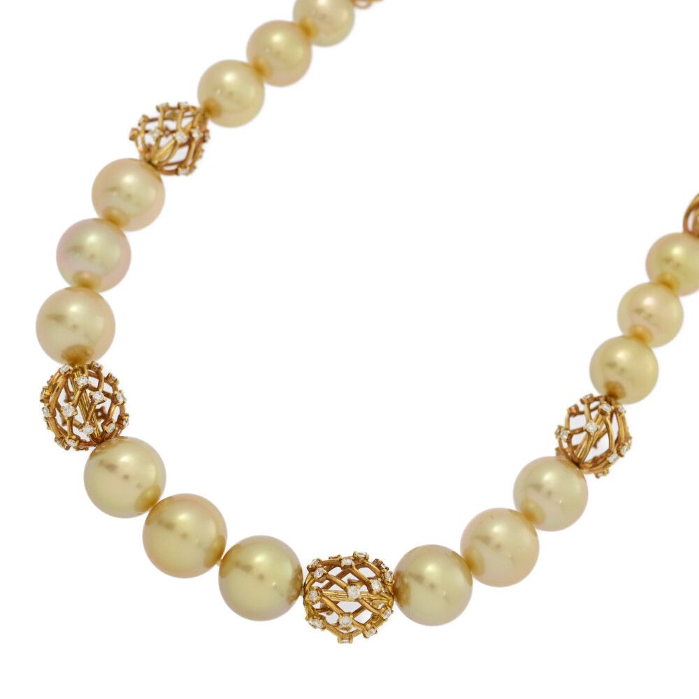18金 ネックレス チェーン 買取相場 ｜貴金属[TASAKI PEARL タサキ 田崎 白蝶ゴールドリップ/サウスシー ゴールドパール ダイヤモンドネックレス/K18YG-64.4g]を買取しました。【真珠買取リパール】