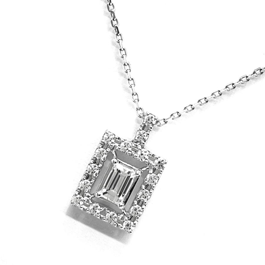 バゲットカット ダイヤ ｜ダイヤモンド [タサキ ダイヤネックレス 0.33ct K18WG バゲットカット]を買取しました。【真珠買取リパール】