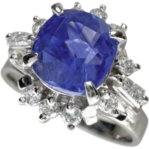 スリランカ産非加熱サファイア 2.28ct Pt900 5.9g  ダイヤモンド0.32ct