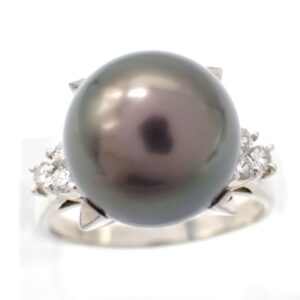 黒蝶真珠相場 ｜黒蝶真珠[TASAKI 黒蝶真珠 ダイヤモンド Pt900 プラチナリング ]を買取しました。【真珠買取リパール】