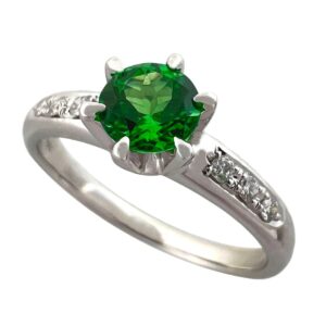 プラチナ950 買取 ｜ダイヤモンド[TASAKI ダイヤリング グリーンガーネット Pt950]を買取しました。【真珠買取リパール】