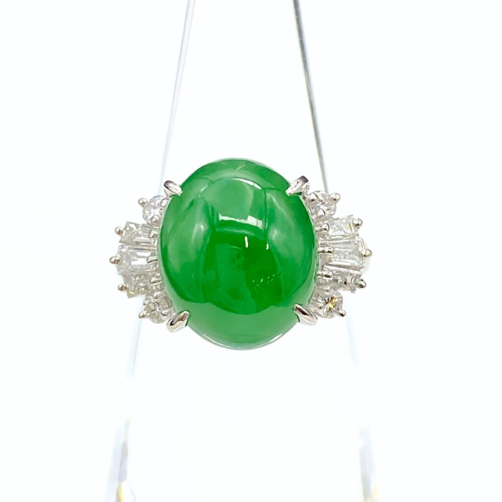 ヒスイ 買取 ｜ダイヤモンド[TASAKI 翡翠 デザインリング プラチナ メレダイヤ 8号 Pt900]を買取しました。【真珠買取リパール】