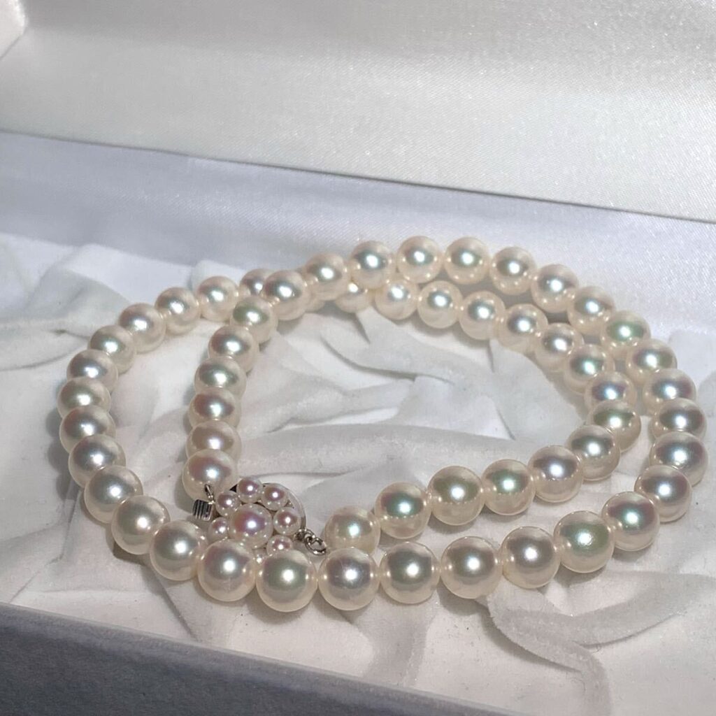 タサキ 買取 ｜アコヤ真珠[TASAKI タサキ 花珠級 アコヤ あこや パール ネックレス 本真珠 ホワイト 白 約7mm-7.5mm 約43cm 約33.1g 14金]を買取しました。【真珠買取リパール】