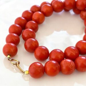 ピンク 珊瑚 ネックレス 買取 ｜珊瑚[K18刻印◆天然本珊瑚 ネックレス チョーカー◆大珠 約10.0mm 約46.7g coral コーラル サンゴ jewelry ジュエリー アクセサリー 赤珊瑚]を買取しました。【真珠買取リパール】