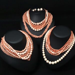 ピンク珊瑚 ネックレス 買取相場 ｜珊瑚[【大量セット売り】◆天然本珊瑚ネックレス20点&イヤリング2点おまとめ◆J 約605.5g ]を買取しました。【真珠買取リパール】