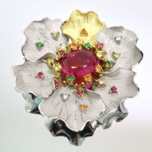 テニス ブレスレット買取価格 ｜ダイヤモンド[K18/Pt900!!10.99ct!!【田村俊一】■天然ルベライト/天然ダイヤモンドブローチ■F 約21.1g トルマリン マルチカラー クロム ]を買取しました。【真珠買取リパール】